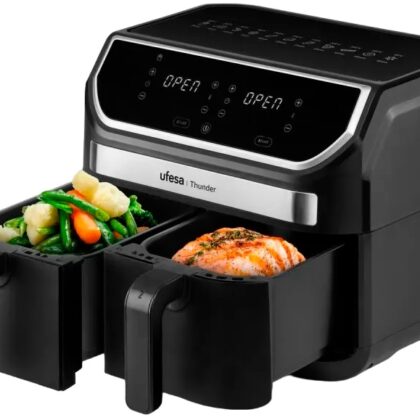 Fritadeira Air Fryer Thunder 9L (4.5L+4.5L) Cuba Dupla 1700W (Preto) - UFESA