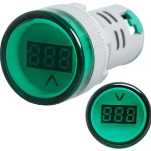Voltímetro Digital LED Redonto Verde p/ Painel (12...500V AC)