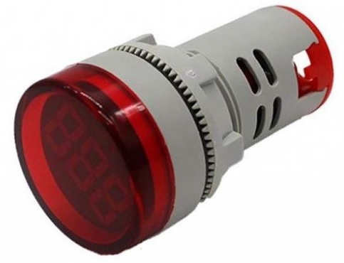 Voltímetro Digital LED Redonto Vermelho p/ Painel (12...500V AC)
