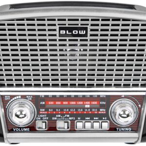 R?dio Port?til Anal?gico AM/FM Bluetooth/USB/microSD RA17 Solar (Prateado) - BLOW