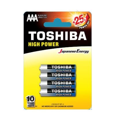 Pack de 4 Pilhas AAA Toshiba High Power LR03 1.5V Alcalinas