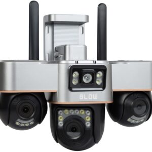 Câmara de Vigilância IP PTZ Wi-Fi c/ 3 Lentes Rotativas 6MP V-BP36 - BLOW