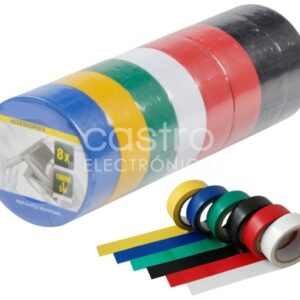 Emb. 8x Fitas Isoladoras Multi-Cores (5 mts x 19 mm x 0,13 mm) - KINZO