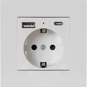 Tomada Interior de Parede c/ 1 USB + 1 USB-C