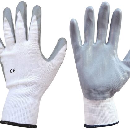 Par Luvas de Protecção em Nylon e Revestimento Nitrilo Branco (Tamanho 10)