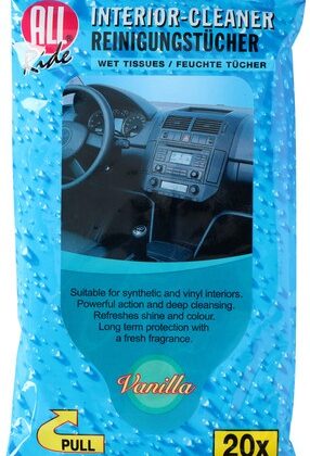 Pack 20x Toalhitas Limpeza p/ Interiores Veiculos (Baunilha) - ALL Ride