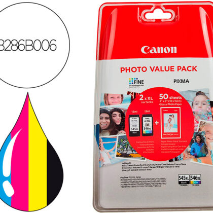 Pack 2 Tinteiros Photo PG-545XL + CL564XL + 50 Folhas Pixma MG2450/2550 - CANON