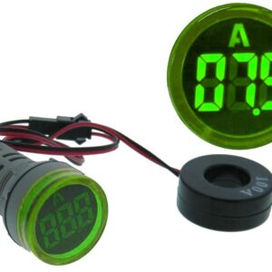 Amper?metro Digital LED Redonto Verde p/ Painel (0...100 Amp.)