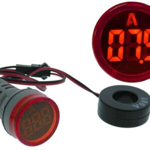 Amper?metro Digital LED Redonto Vermelho p/ Painel (0...100 Amp.)