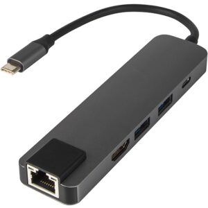 Placa de Rede Externa USB-C Macho com HUB HDMI / 2x USB 3.0 / USB C / RJ45