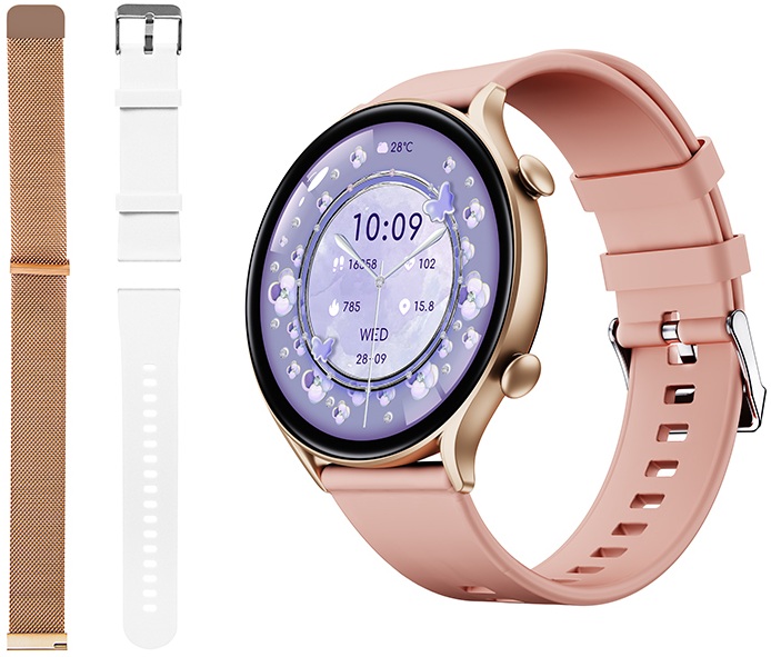 Smartwatch IPS 1,46 X19 IP68 c/ 3 Braceletes (Rosa) - BLOW