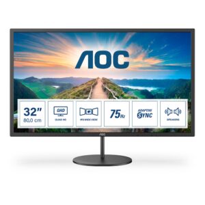 Monitor Profissional AOC Q32V4 31.5" QHD Multimedia Preto