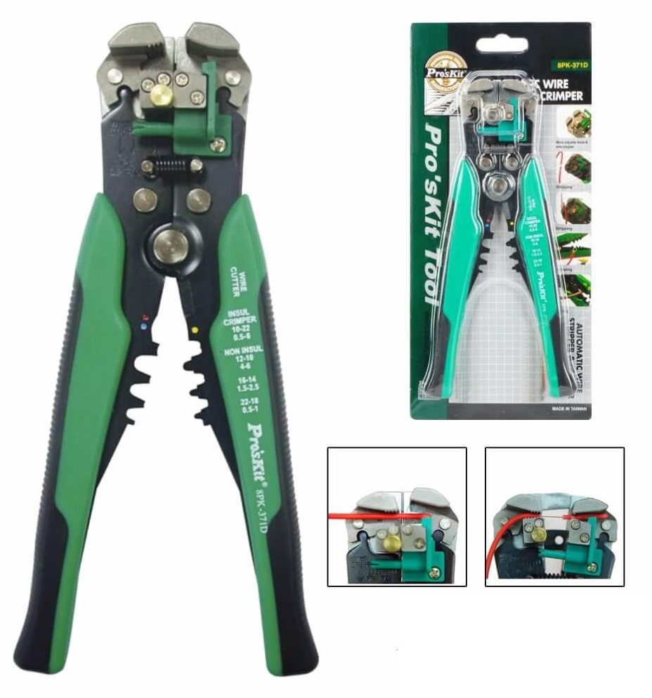 Alicate Corte, Descarnador e Cravar Terminais (210mm) - Proskit