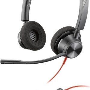 Auscultadores Headset Estéreo Blackwire 3320 USB-C c/ Adaptador USB-C/A - POLY