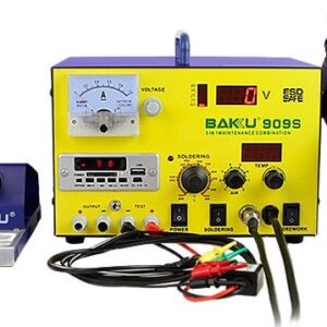 Esta??o Soldadura 5-EM-1 Soldadura/Ar Quente/Fonte Alimenta??o/Leitor FM/USB/SD/MP3 (500W) - BAKU