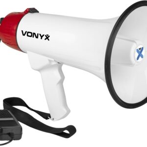 Megafone 45W c/ MP3/USB/SD/AUX/BT + Sirene, Gravação e Microfone (MEG045) - VONYX