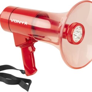 Megafone 50W c/ MP3/USB/SD/AUX e Luz LED + Sirene, Microfone e Gravação (MEG050) - VONYX