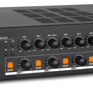Amplificador Linha 100V 120W RMS c/ 4 Zonas MP3/USB/SD/FM/BLUETOOTH (PDV120MP3) - Power Dynamics