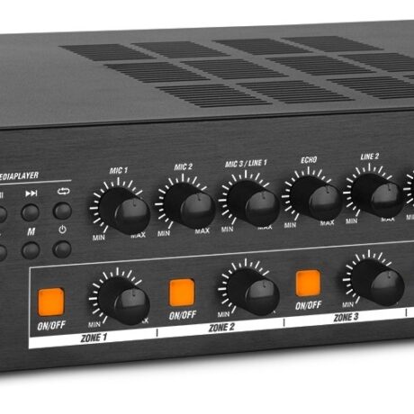 Amplificador Linha 100V 240W RMS c/ 4 Zonas MP3/USB/SD/FM/BLUETOOTH (PDV240MP3) - Power Dynamics