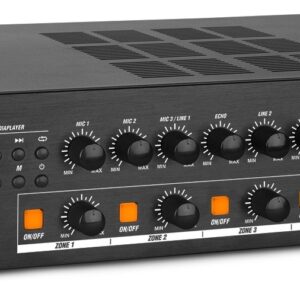 Amplificador Linha 100V 360W RMS c/ 4 Zonas MP3/USB/SD/FM/BLUETOOTH (PDV360MP3) - Power Dynamics