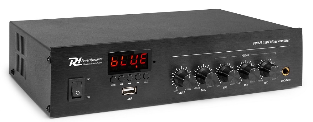 Amplificador 25W RMS (100V) c/ MP3/FM/USB/BLUETOOTH (PDM25) - Power Dynamics