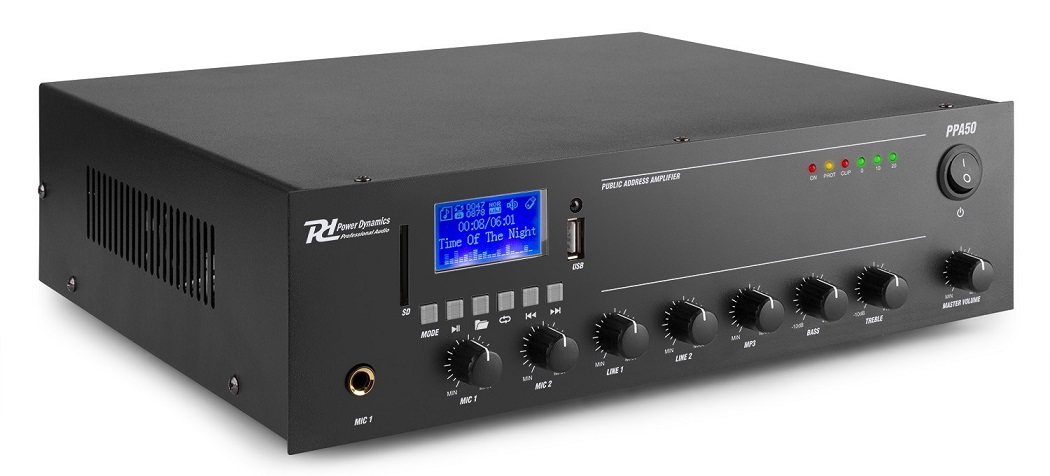 Amplificador Linha 100V 50W MP3/USB/SD 12/220V (PPA50) - Power Dynamics