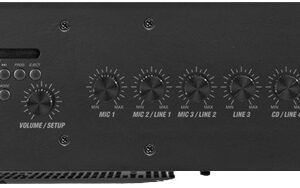 Amplificador c/ Leitor CD MP3/USB/SD/BLUETOOTH 100V e 8 Ohm 120W 5 Canais (PRC120) - Power Dynamics