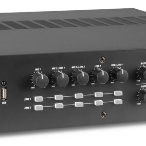 Amplificador Matrix 2 Zonas 240W RMS (100V) c/ BLUETOOTH/SD/USB (PRM1202) - POWER DYNAMICS