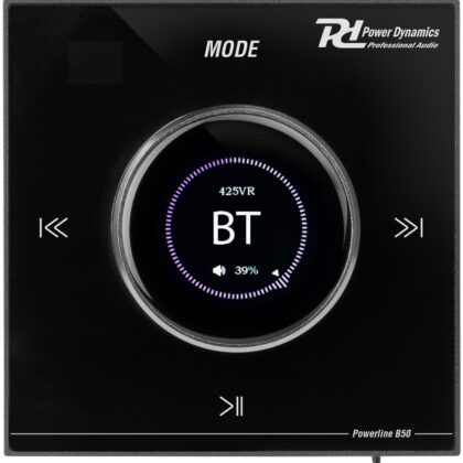 Amplificador Parede LCD 2x 25W Bluetooth/USB/microSD/AUX/FM Preto (POWERLINE B50B) - POWER DYNAMICS