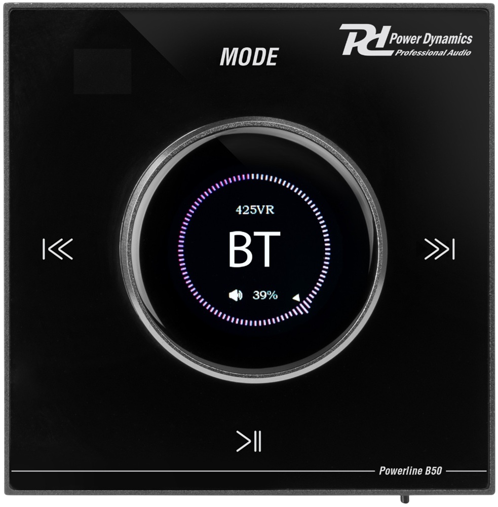 Amplificador Parede LCD 2x 25W Bluetooth/USB/microSD/AUX/FM Preto (POWERLINE B50B) - POWER DYNAMICS