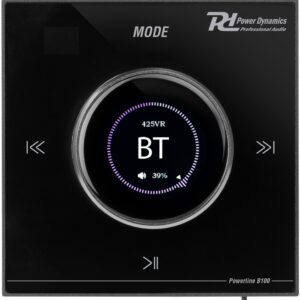 Amplificador Parede LCD 4x 25W Bluetooth/USB/microSD/AUX/FM Preto (POWERLINE B100B) - POWER DYNAMICS