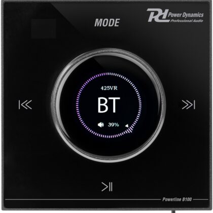 Amplificador Parede LCD 4x 25W Bluetooth/USB/microSD/AUX/FM Preto (POWERLINE B100B) - POWER DYNAMICS