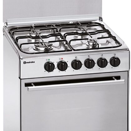 Fogão a Gás Butano/Propano 4 Zonas E 602 X + Forno Elétrico 55L (Inox) - MEIRELES