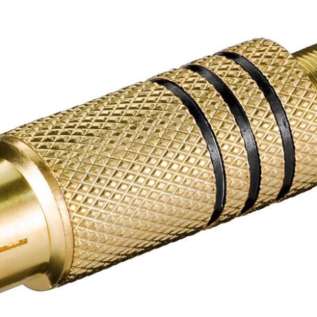 Ficha RCA Macho Metálica Dourada (Cabo ø7mm) - Aneis Preto