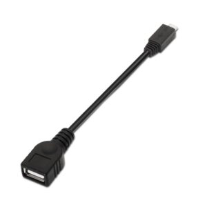Cabo OTG USB F?mea - Micro USB Macho Preto (15cm) - AISENS