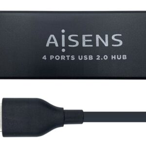 Hub USB (4x USB 2.0) 480 Mbit/s (Preto) - AISENS