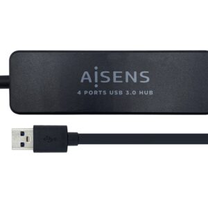 HUB USB 3.0 4 Portas (USB 3.2 Gen 1 (3.1 Gen 1) Type-A 5000 Mbit/s (Preto) - AISENS