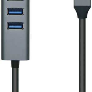 Hub USB 3.0 de Alumínio (Cinza) - AISENS