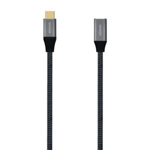 Cabo USB-C Macho - USB-C Fêmea USB4 Gen 2x2 Cinzento (1 metro) - AISENS