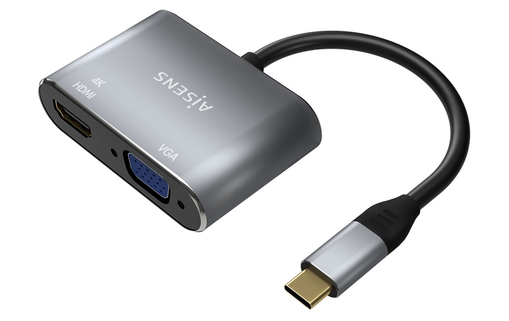 Adaptador USB-C - HDMI + VGA (D-Sub) (Cinzento) - AISENS