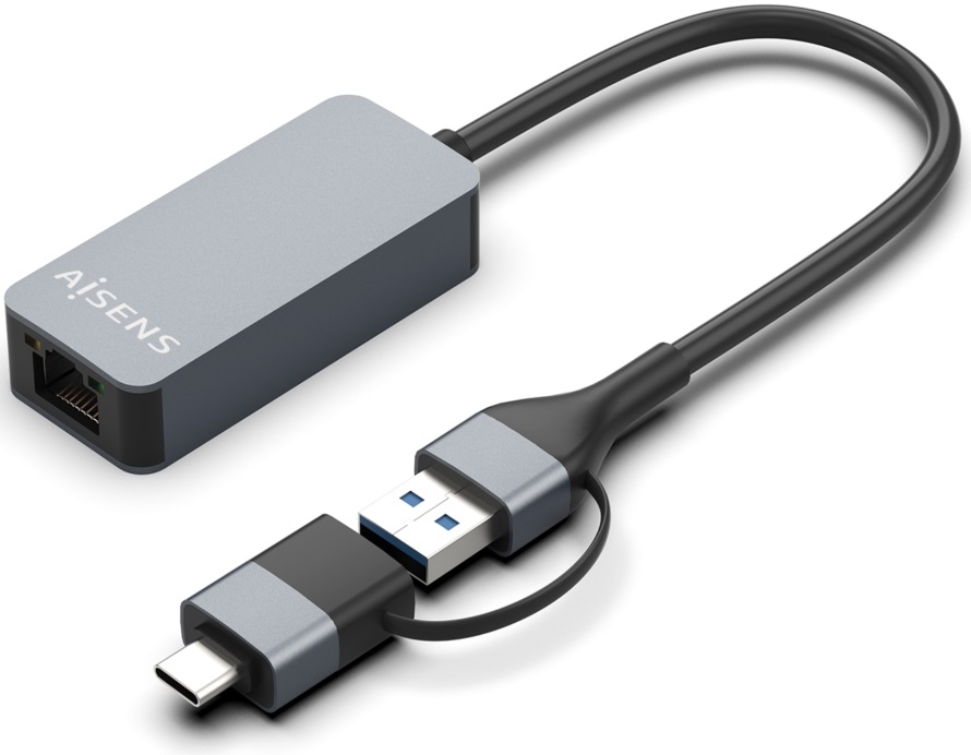 Placa de Rede Externa (RJ45) USB-A+USB-C (15cm) - AISENS