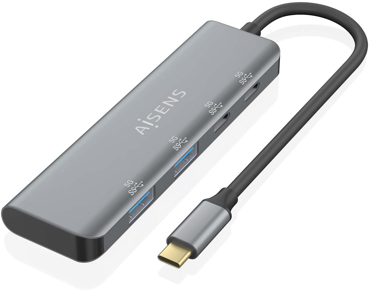 Hub USB 3.2 Gen1 USB-C, 2xUSB-C 2xUSB-A, Cinza (0,15mts) - AISENS