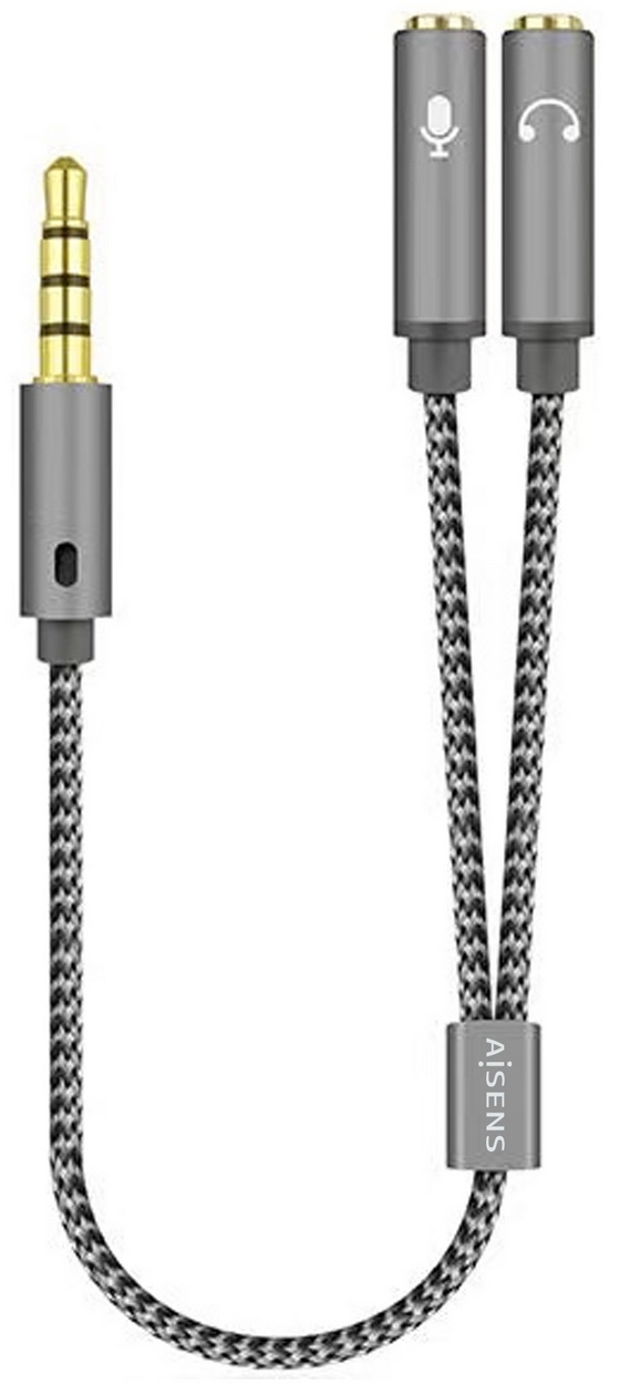 Adaptador Jack 3.5mm Mic / Fones (25cm) - AISENS