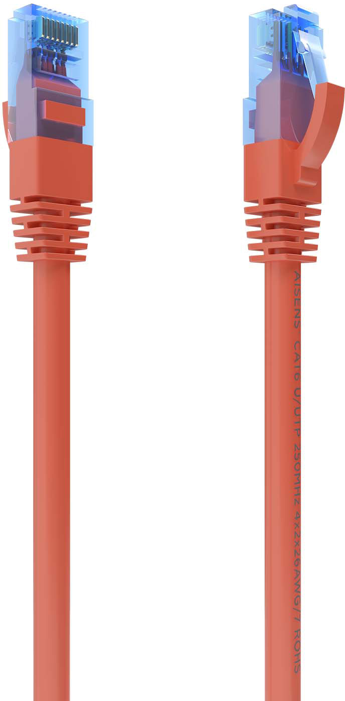 Cabo de Rede Cat.6 RJ45 UTP AWG26 CCA Vermelho (0,50mts) - AISENS