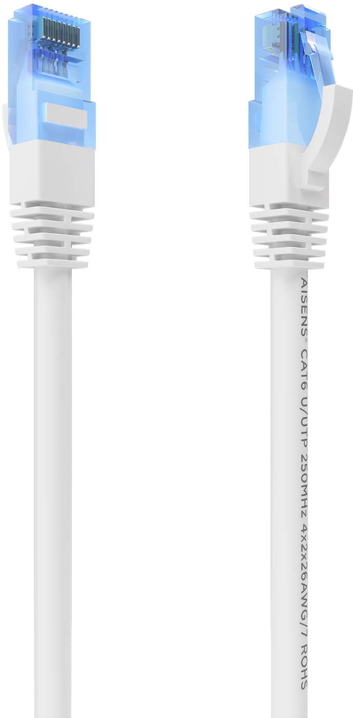 Cabo de Rede Cat.6 RJ45 UTP AWG26 CCA Branco (0,75mts) - AISENS