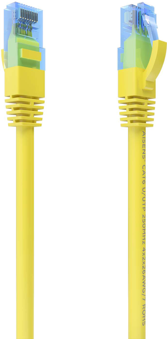 Cabo de Rede Cat.6 RJ45 UTP AWG26 CCA Amarelo (0,25mts) - AISENS