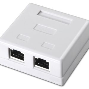 Caixa p/ Tomada RJ45 c/ 2 Conectores FTP Cat6 (Branco) - AISENS