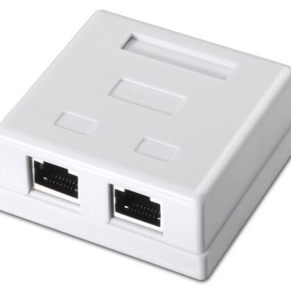 Caixa p/ Tomada RJ45 c/ 2 Conectores FTP Cat6 (Branco) - AISENS