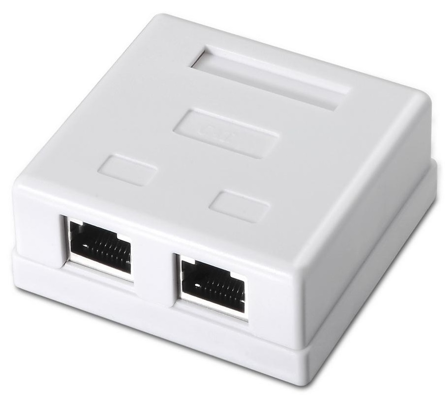 Caixa p/ Tomada RJ45 c/ 2 Conectores FTP Cat6 (Branco) - AISENS