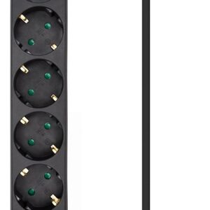 Extens?o Sextupla c/ Interruptor Preto (1,4 mts) - AISENS
